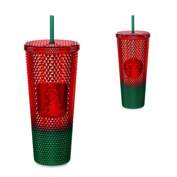 DISNEY World Starbucks Travel Tumbler - Christmas Red And Green - Picture 1 of 8